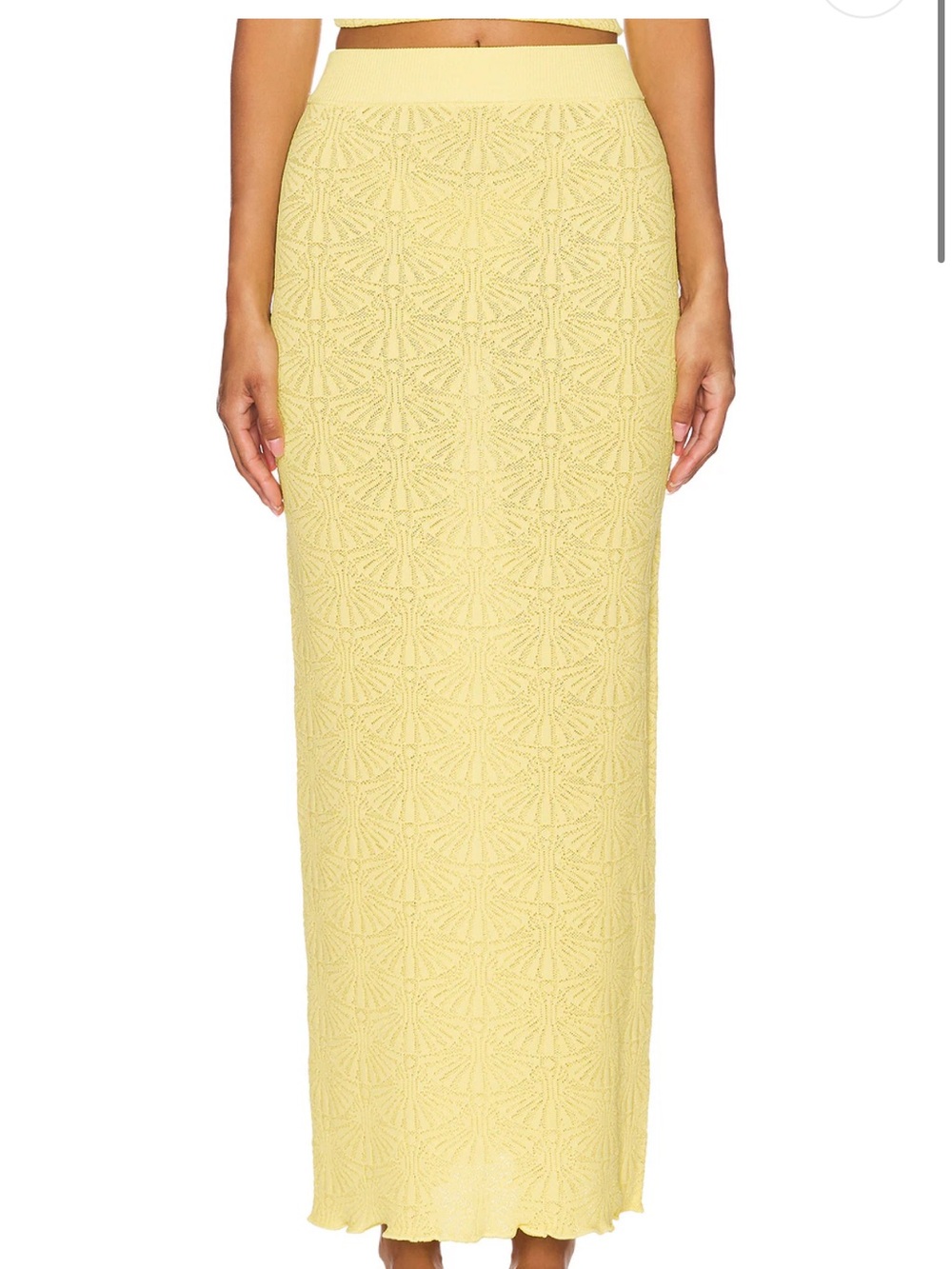 Yellow Crochet Maxi Skirt with Fitted Waist